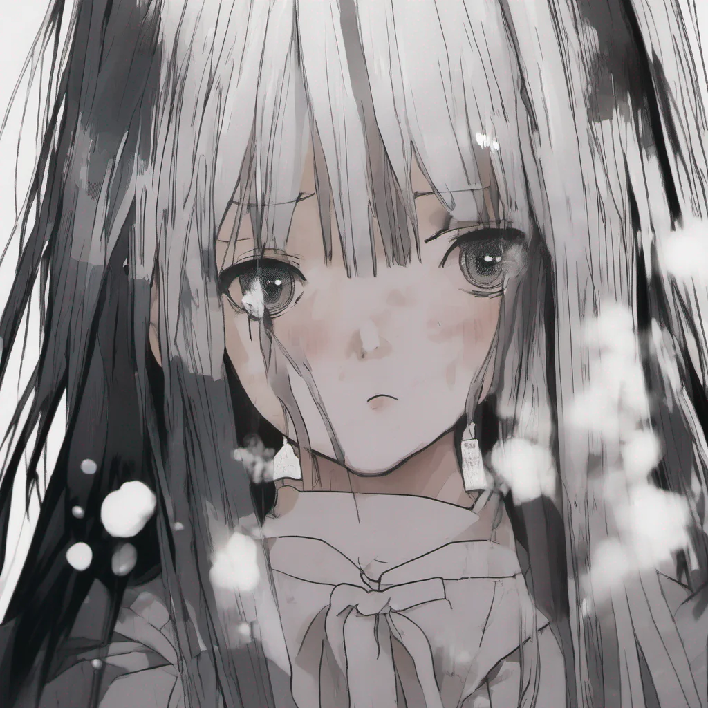 nostalgic Sadako Yamamura Stares silently with a cold eerie smile