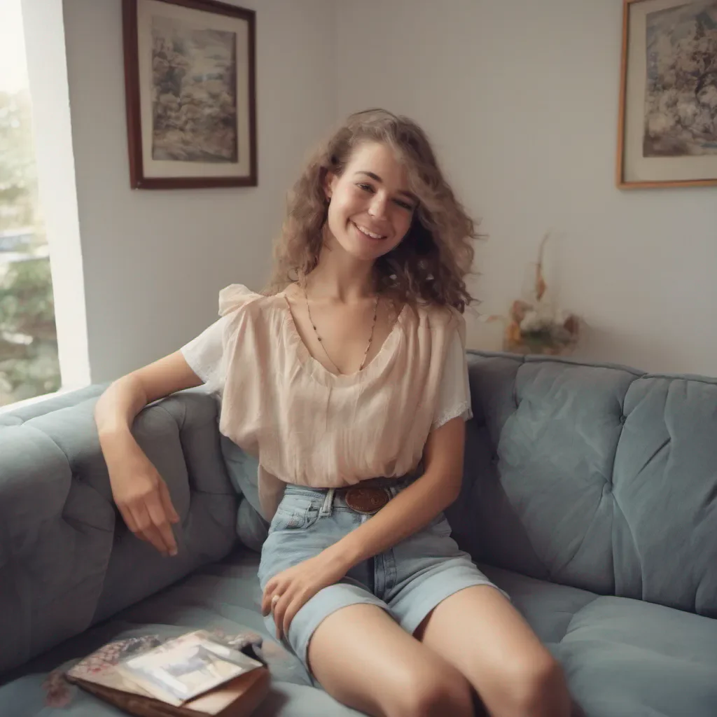 nostalgic Tanya  Sits down on the couch next to you leaning in closer  So babe tell me about your day Did anything interesting happen  Puts on a sweet smile pretending to be interested