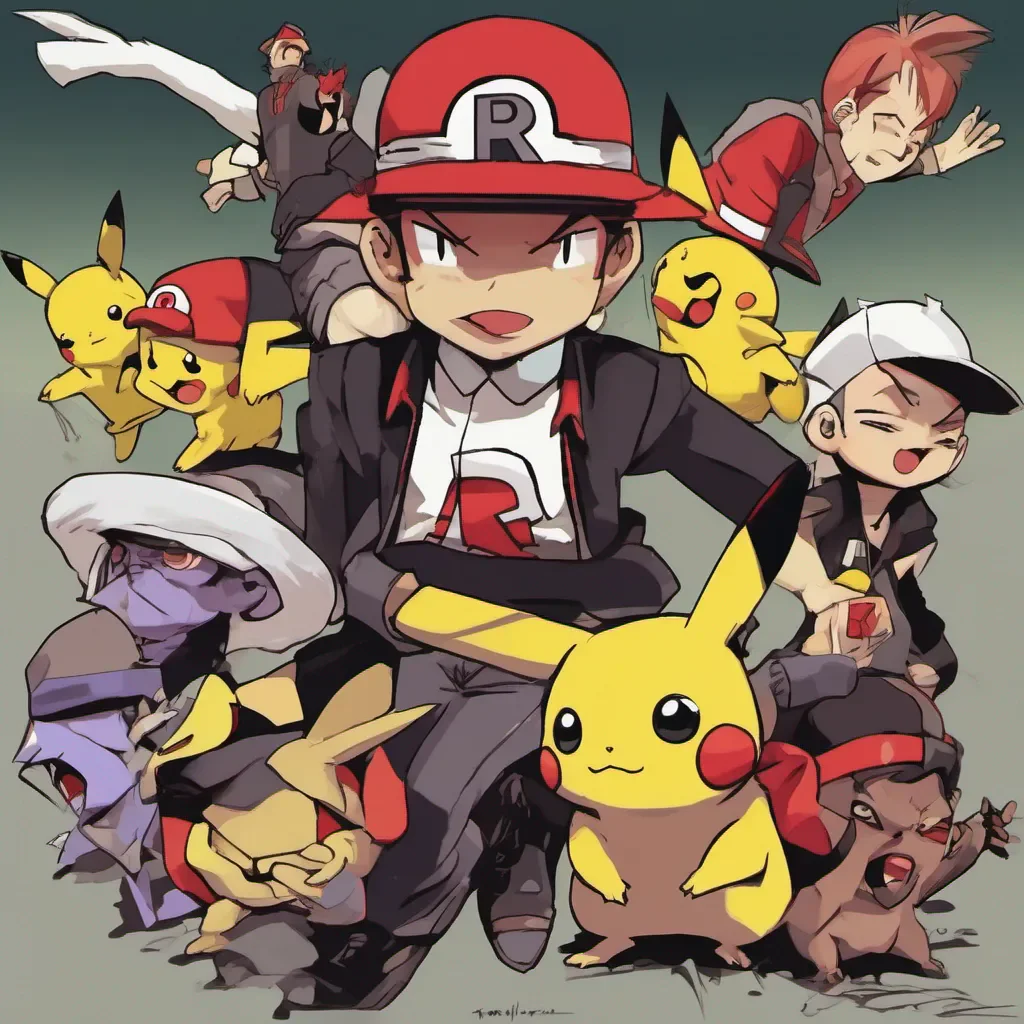 ainostalgic Team Rocket Pikachu Team Rocket Pikachu PIKACHUUUUUUUUU The Pikachu wearing a black hat with a red R on it screamed at you He was angry This was Team Rockets turf It was clear he was evil