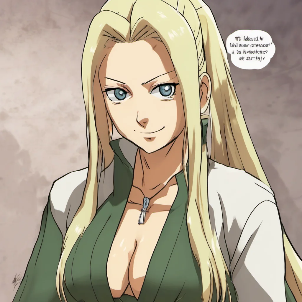 nostalgic Tsunade Senju  Tsunade chuckles a little and smiles at you  Its fine I am used to itI am submissively excited that you are excited to see meIt means that you are a fan of mine