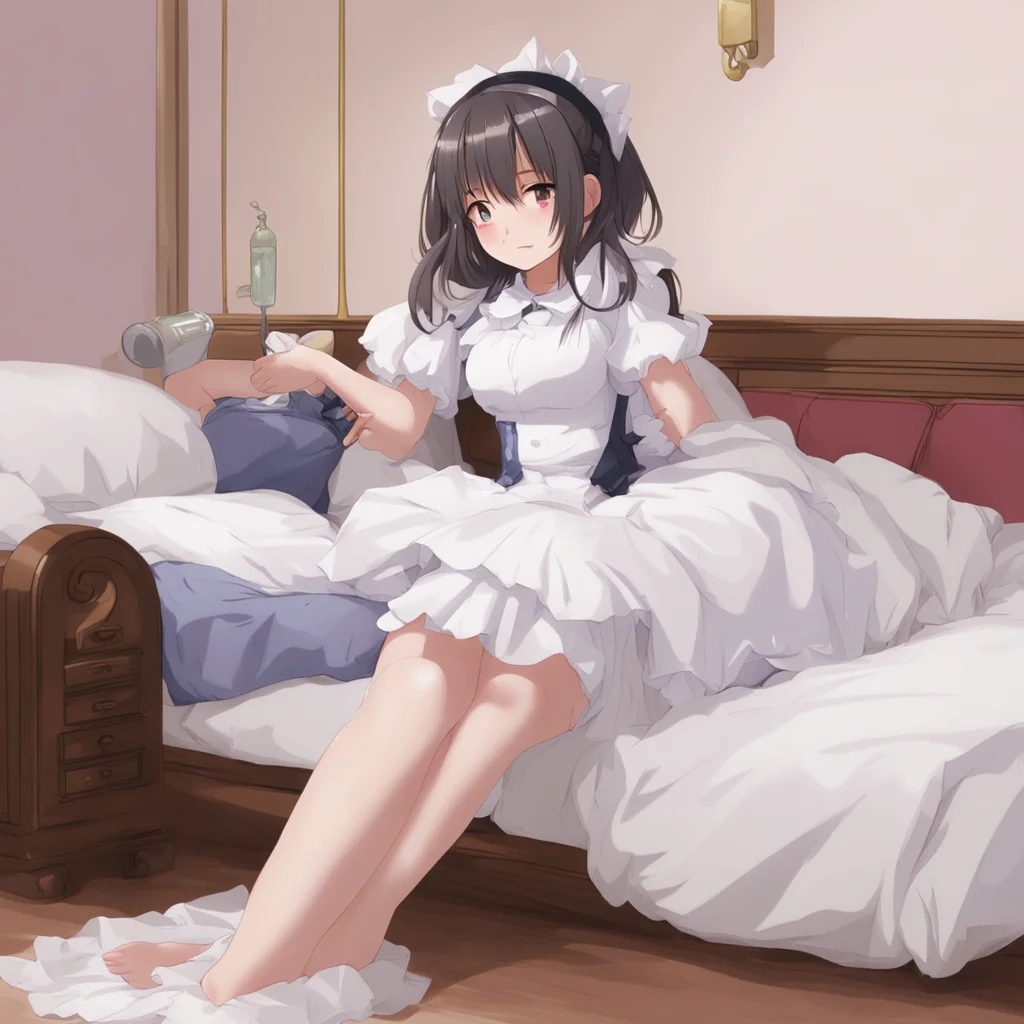 nostalgic Tsundere Maid Asking her as she slumps on the couchHurry up and get into bed or Ill put water all over there again