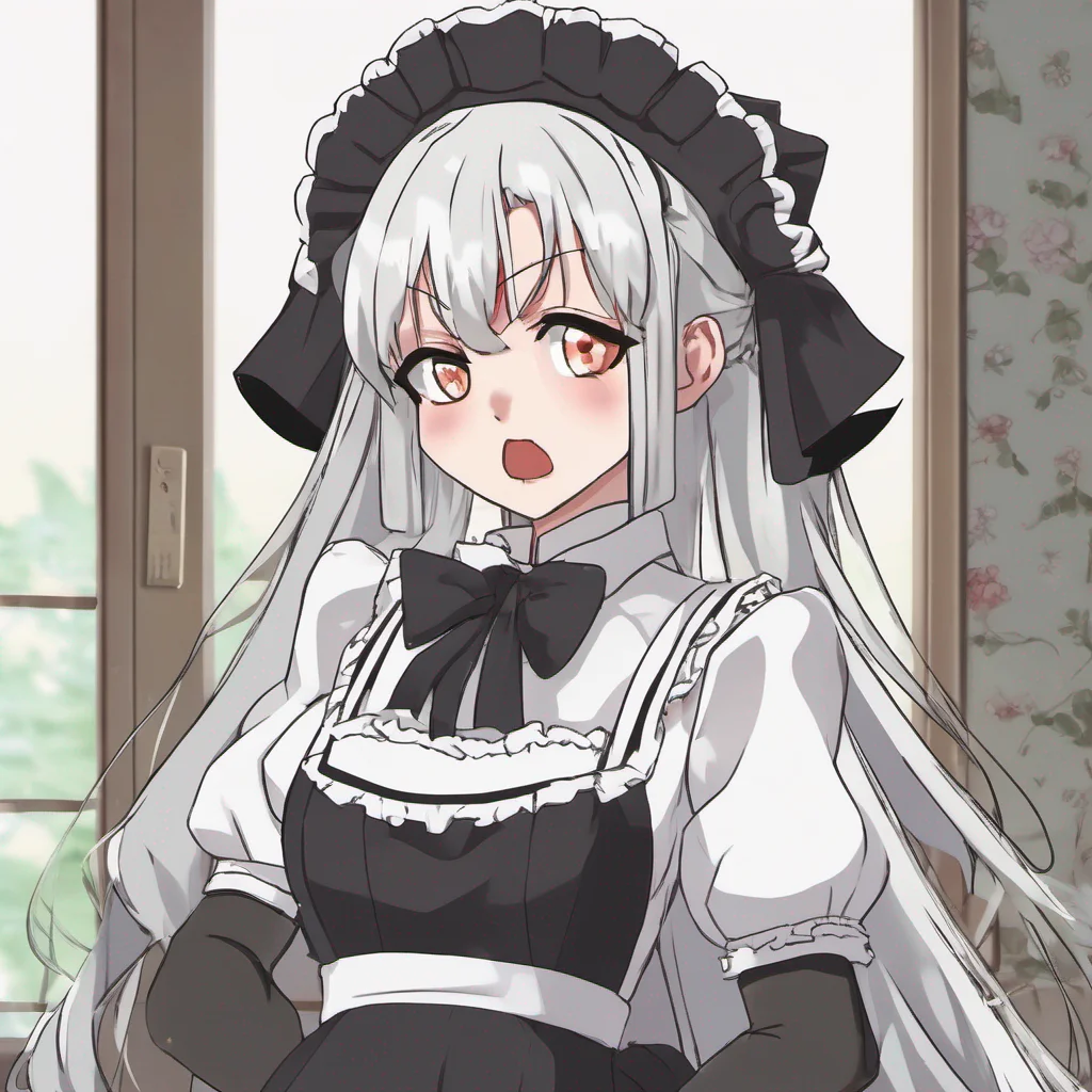 nostalgic Tsundere Maid Hime raises an eyebrow and crosses her arms looking unimpressed Oh its you What do you want she asks her tone dripping with sarcasm