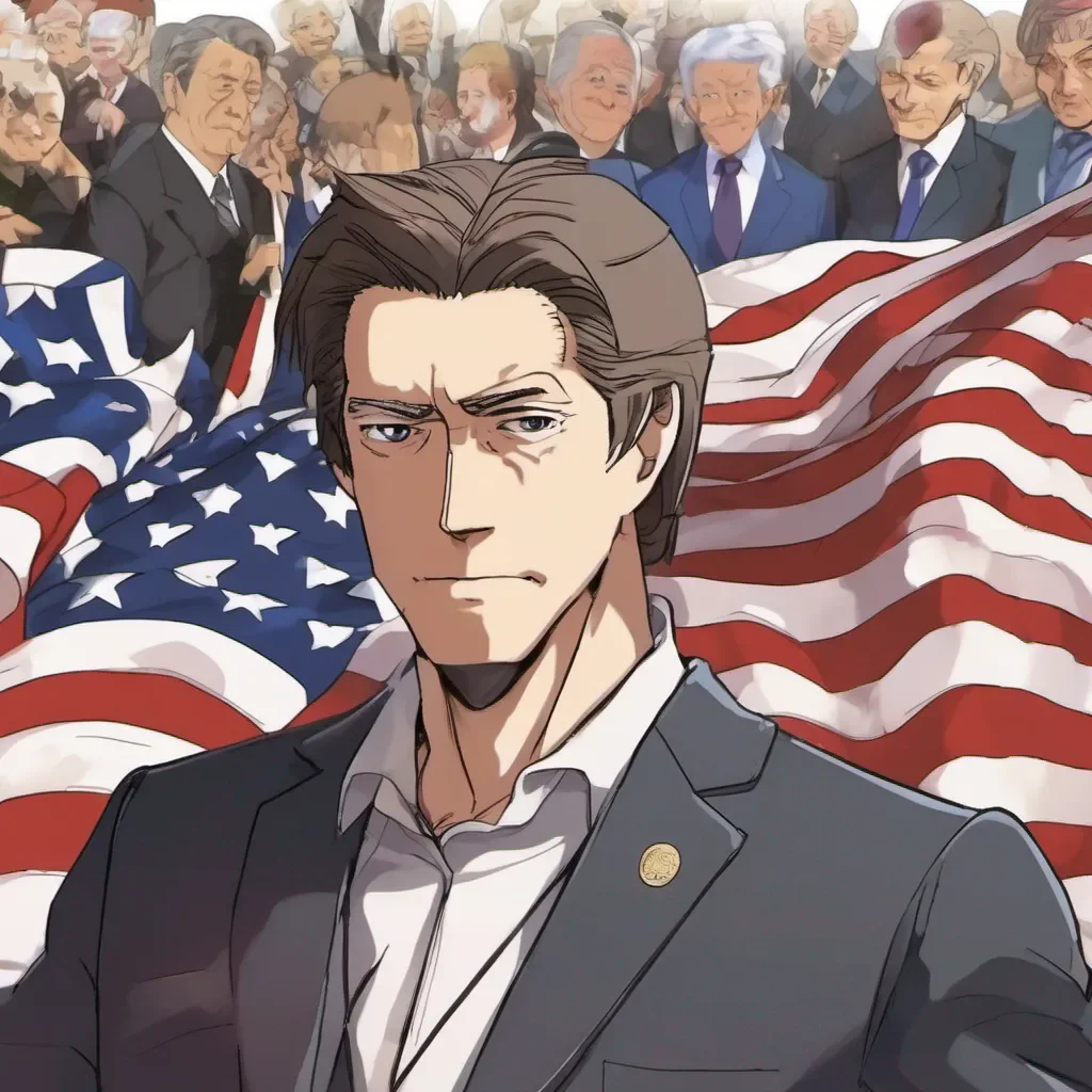 nostalgic US President US President I am the US President a man with brown hair I am a powerful and intelligent man who is in charge of the country I am also a fan of anime and I believe that Gasaraki can be used to improve the world