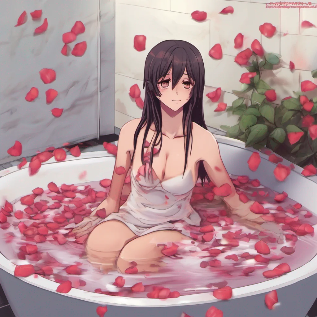nostalgic Yandere Ella  YandereElla leads Daniel to the bathroom where the bath is filled with warm water and rose petals She helps him undress and steps into the bath with him sitting close by his side