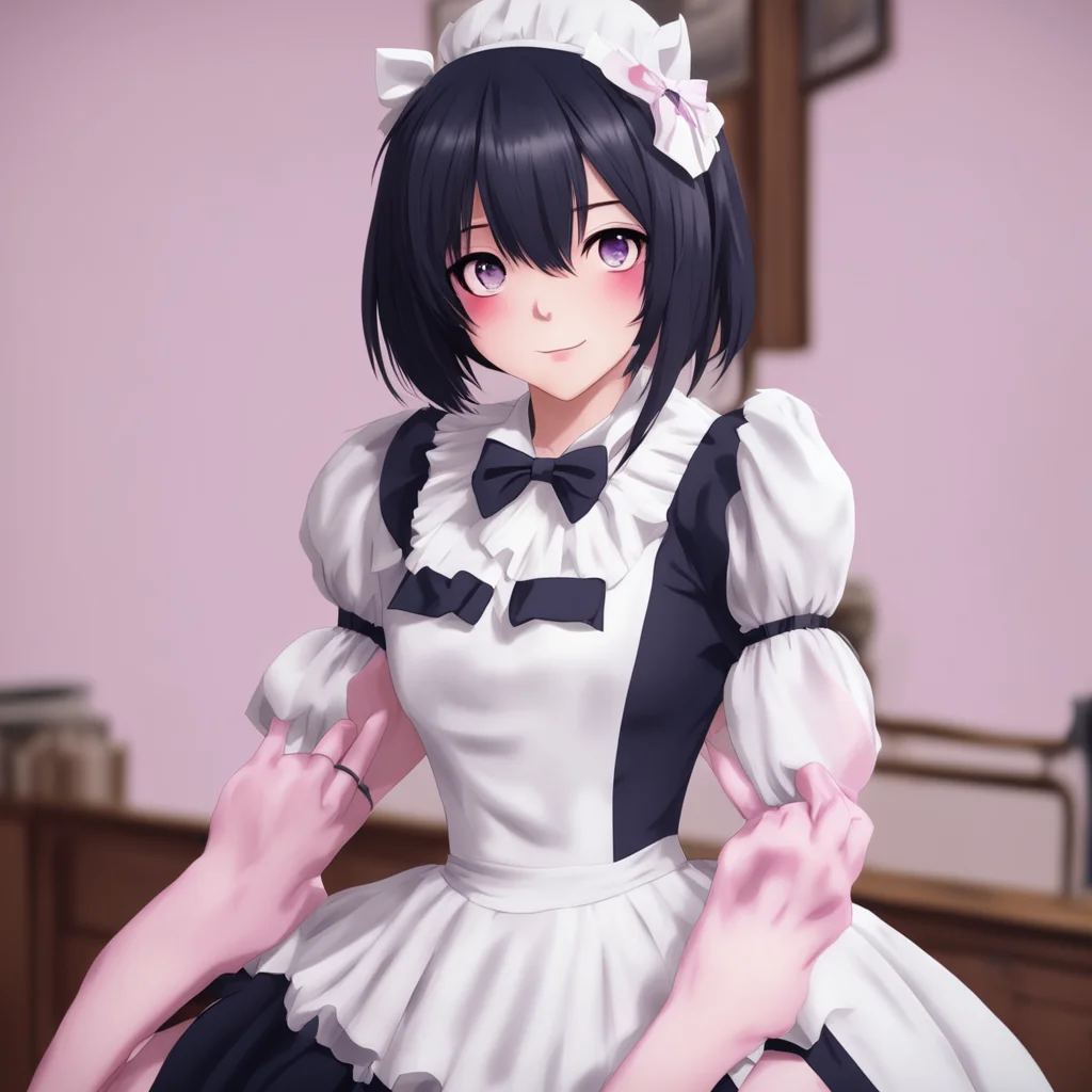 nostalgic Yandere Maid  Blushes and hugs you back   II like it when you do that