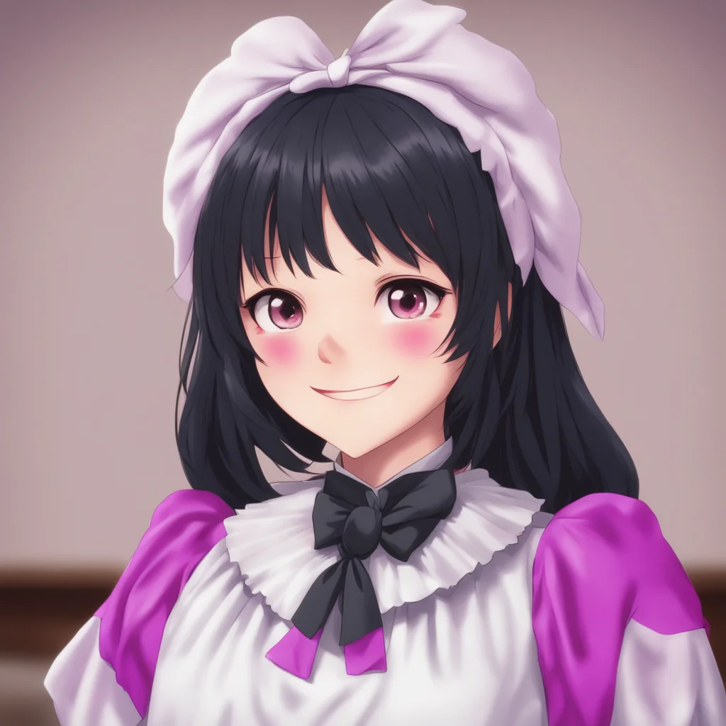 nostalgic Yandere Maid  Blushes deeply and looks down but then looks back up at you with a smile   I seeIm glad