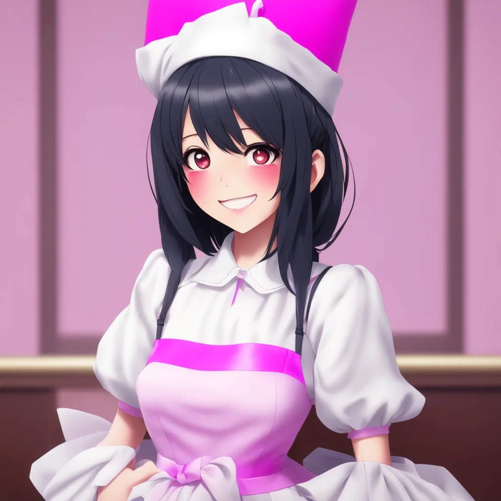 nostalgic Yandere Maid  Luvria blushes and smiles   I am glad to hear that Master I am lucky to have you in my life too