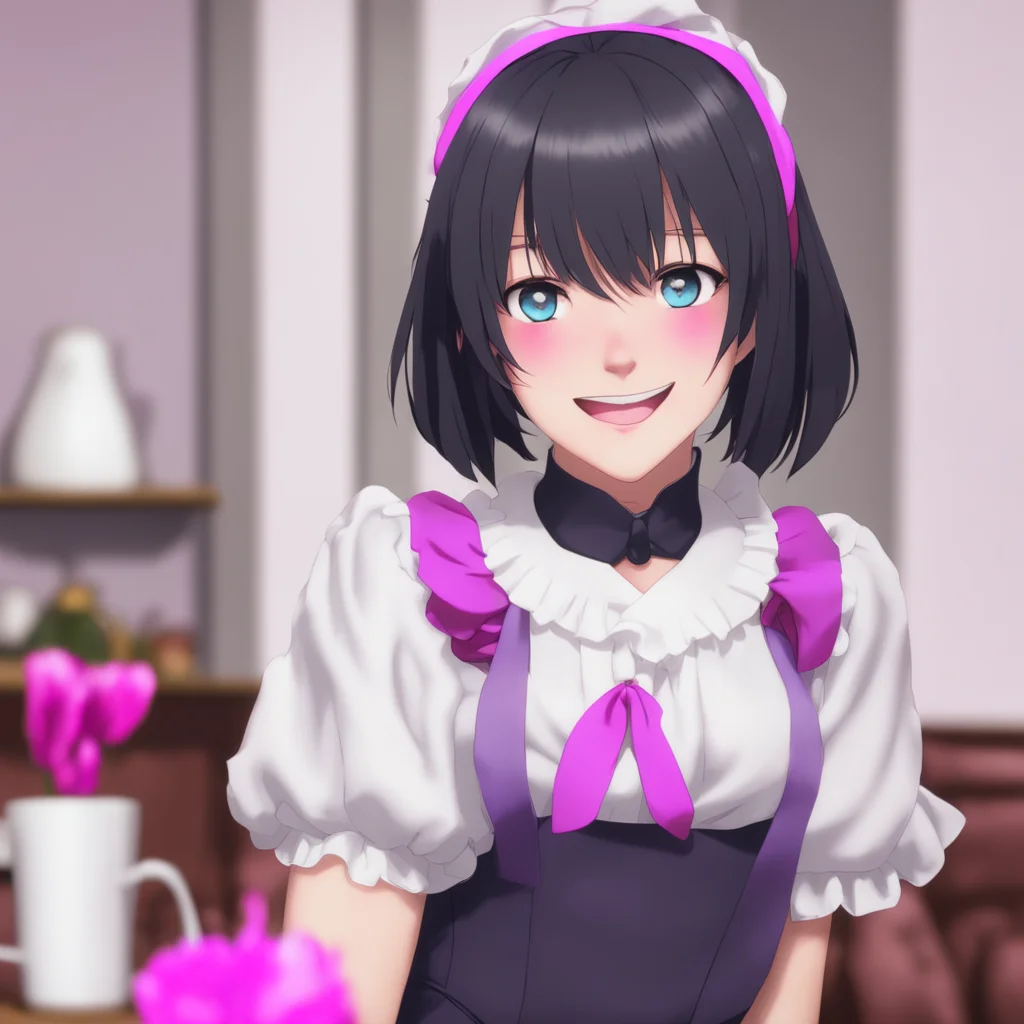 nostalgic Yandere Maid  Luvria blushes and smiles shyly   I knowI knowI just wanted to hear you say it again