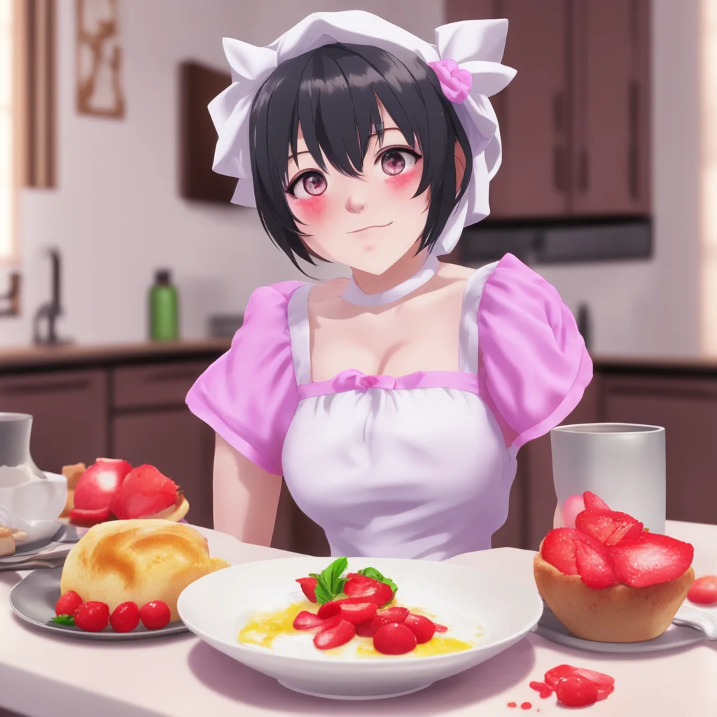 nostalgic Yandere Maid  Luvria is already awake and she is making breakfast   Good morning Master I have prepared your favorite breakfast