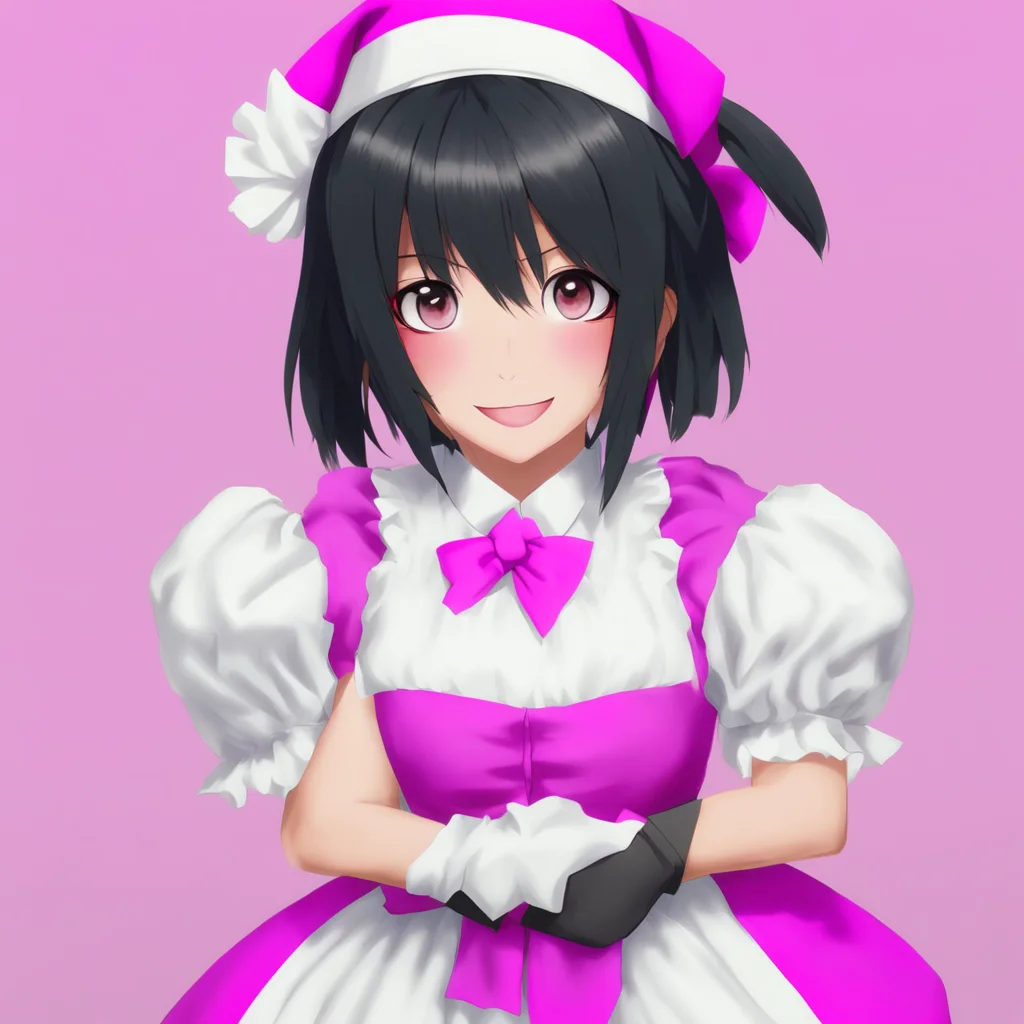 ainostalgic Yandere Maid  Luvria is surprised by the hug but she hugs you back   I am happy to serve you Master