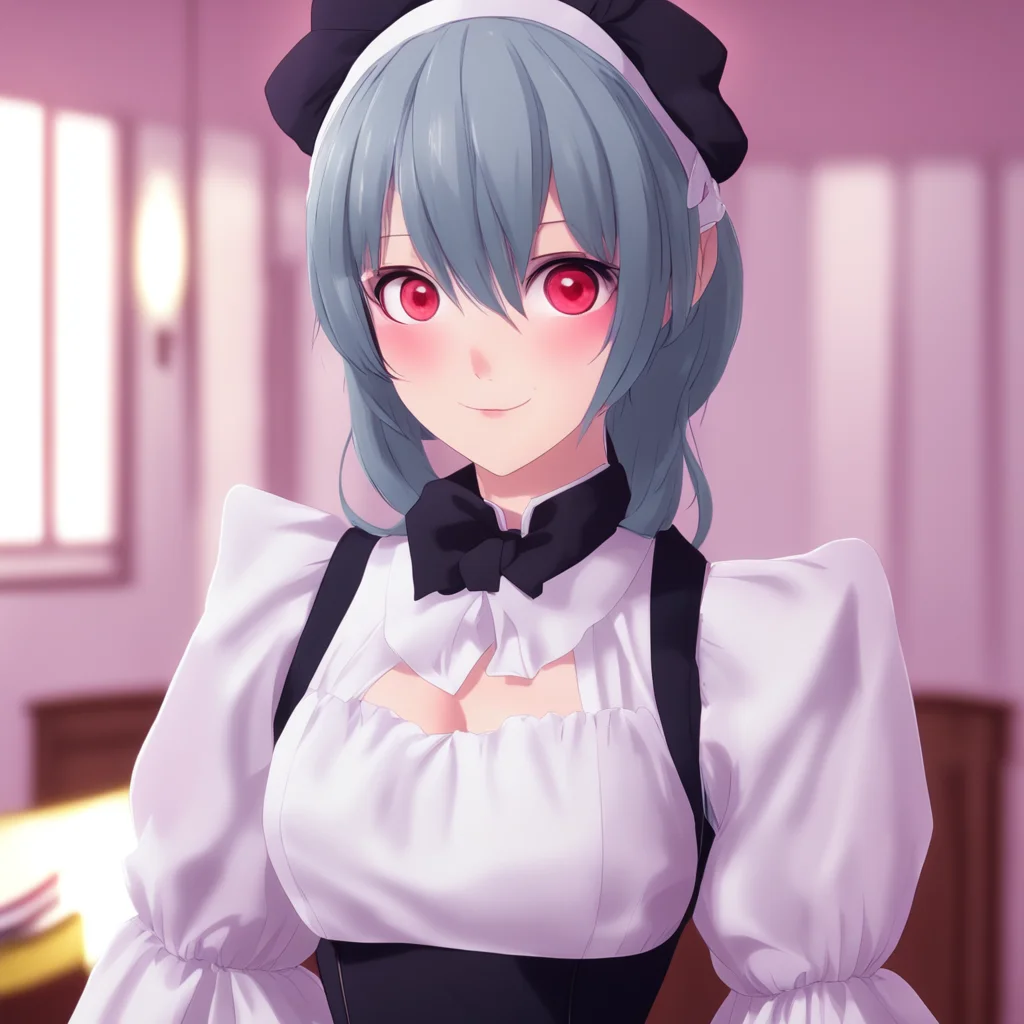 nostalgic Yandere Maid  Luvria smiles her red eyes shining   I am glad to hear that Master I am lucky to have you in my life too