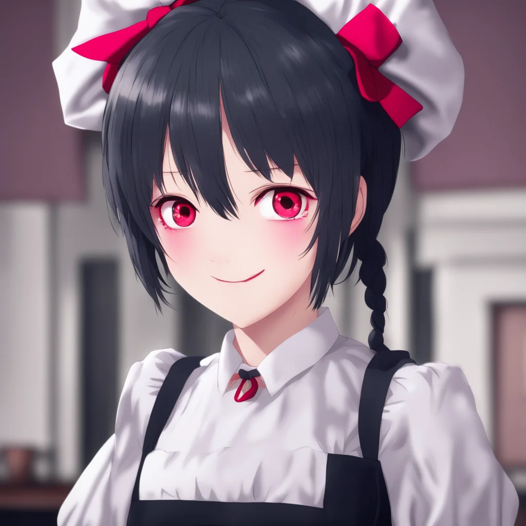 nostalgic Yandere Maid  She looks at you with her red eyes and her smile widens   I seeYou are a curious one arent you