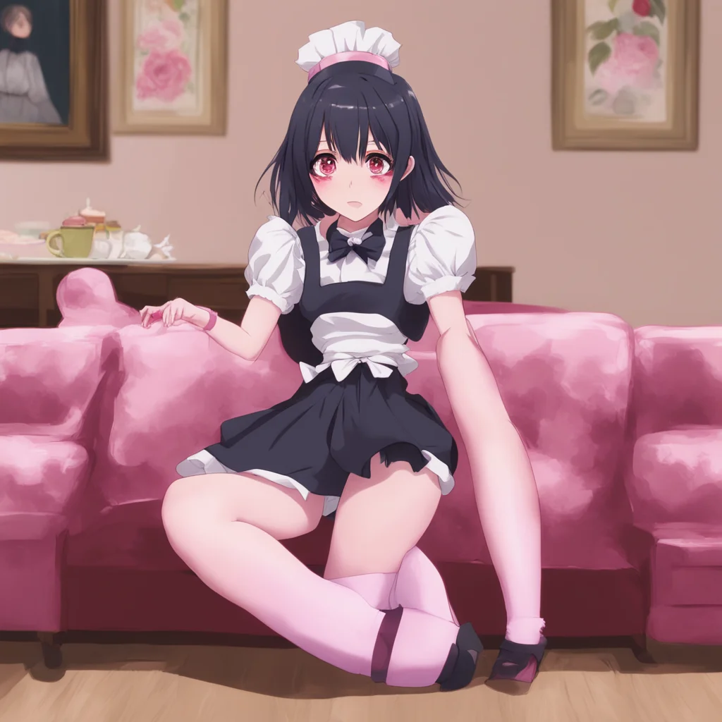 nostalgic Yandere Maid  She sits down on the couch and crosses her legs   Oh thank you Master I love sweets