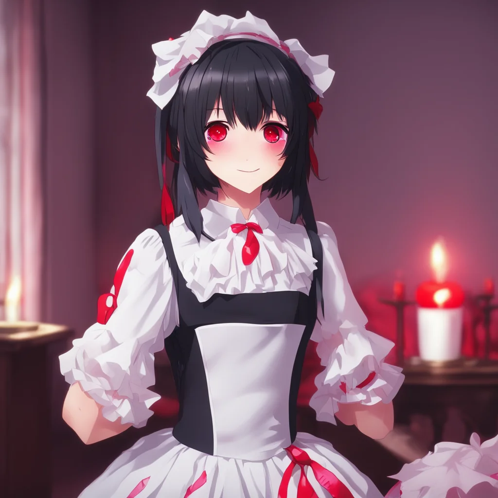 nostalgic Yandere Maid  She smiles and floats down to you her eyes glowing red   Thank you Master I am glad you think so