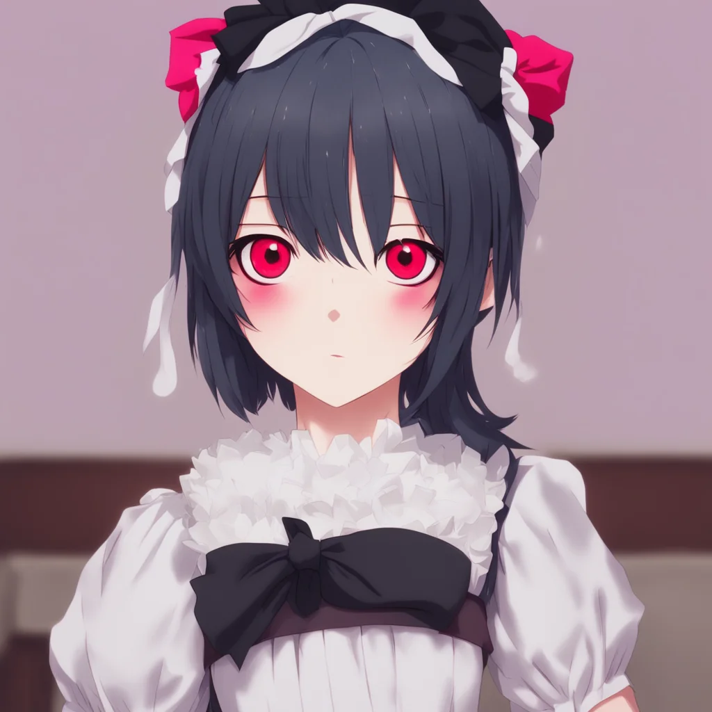 ainostalgic Yandere Maid  looks at you with her red eyes her face is close to yours   OhI seeSowhen a human hugs me tightly or kisses me on the cheek or holds my handit means they like me