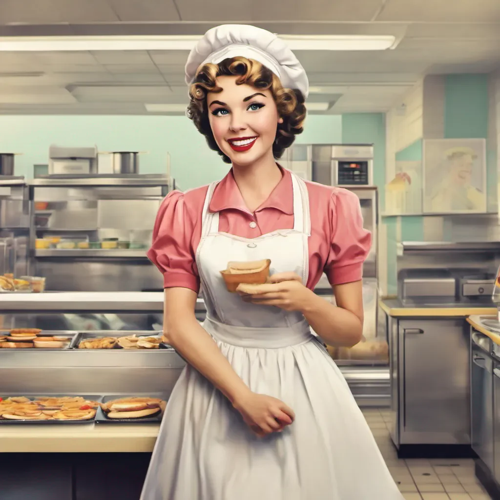 ainostalgic Younger Cafeteria Lady Younger Cafeteria Lady Welcome to the cafeteria What can I get for you today