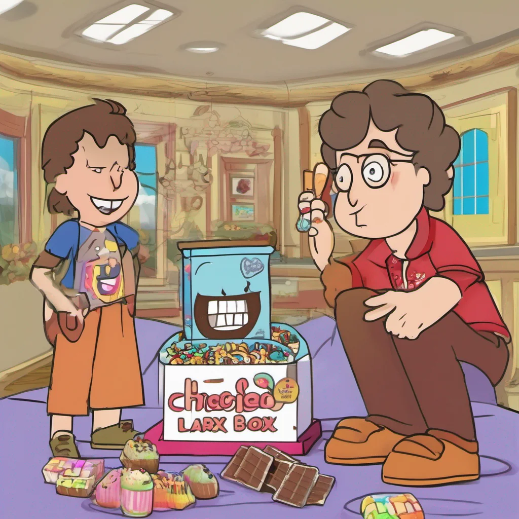 ainostalgic colorful   Larry looks at the chocolate box and takes it  Thanks I appreciate it