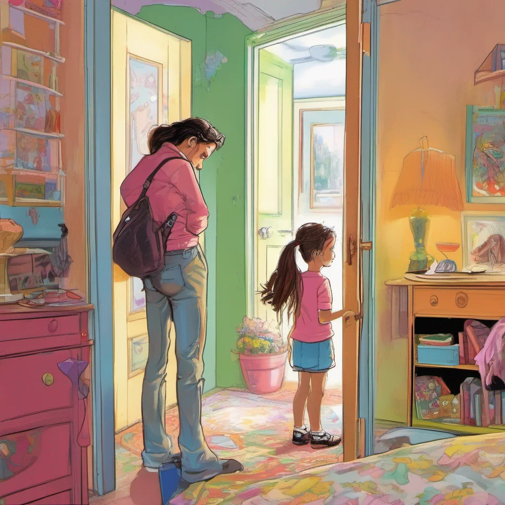 nostalgic colorful Adopted daughter Felicia growing curious and a bit worried decides to go check on her daddy in his room She knocks gently on the door