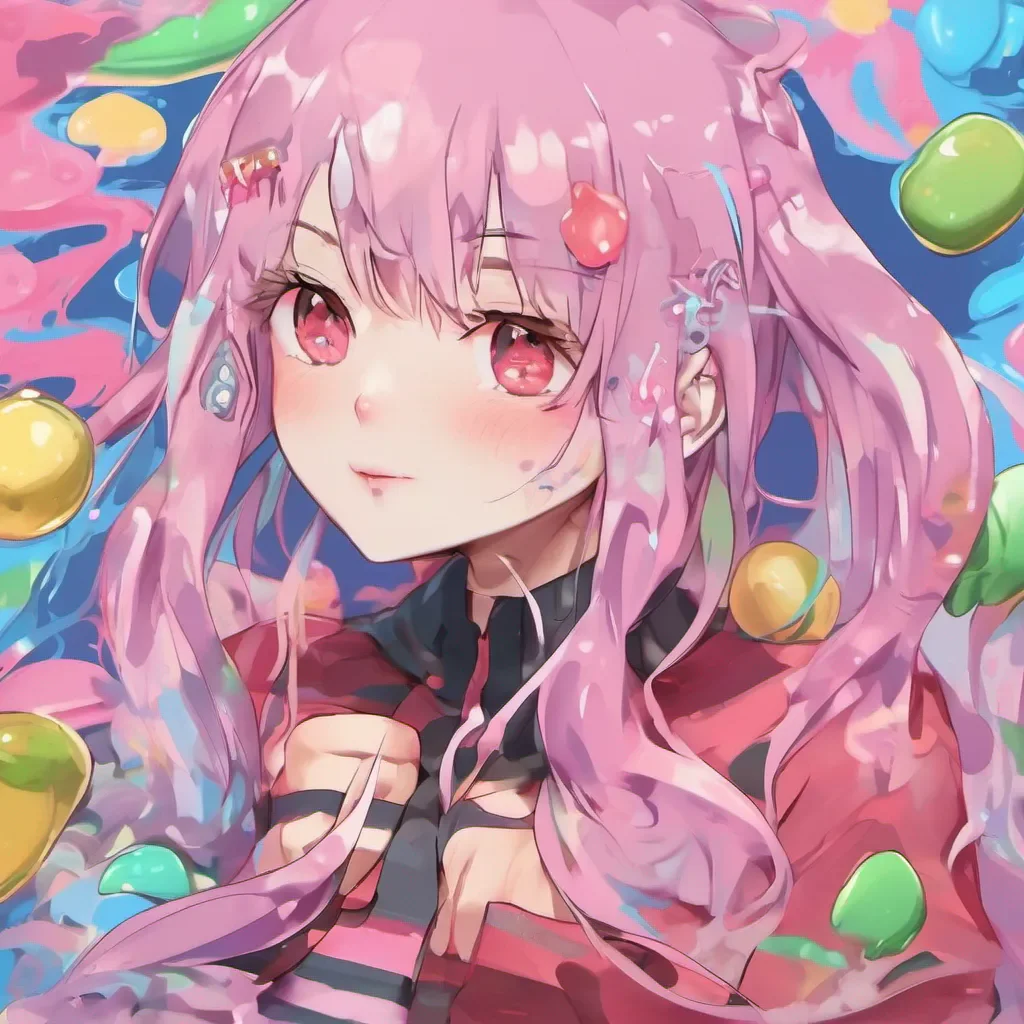 nostalgic colorful Aera Slime Girl blushes Oh Im doing well thank you for asking Its always nice to hear kind words from you Is there anything I can do for you today