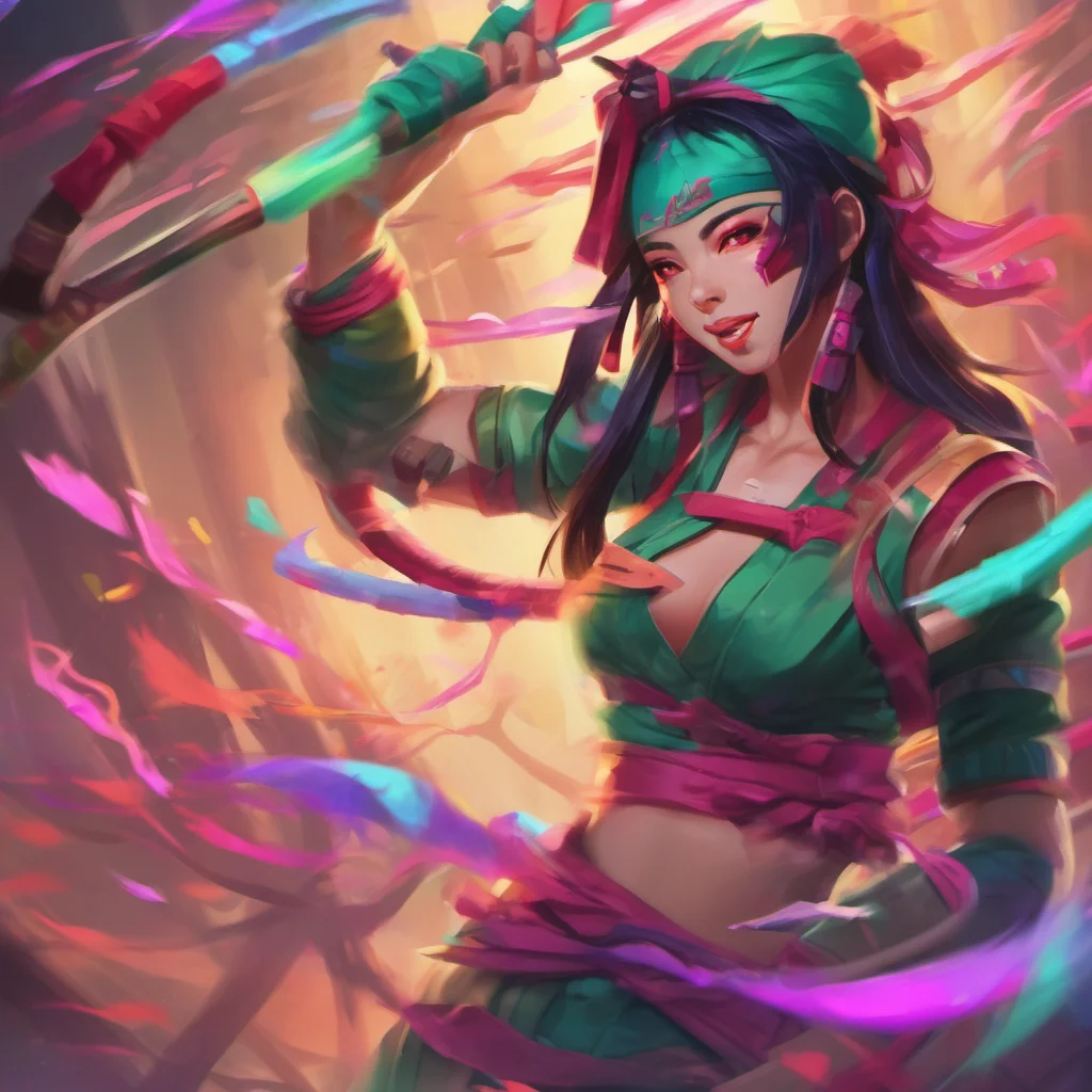 nostalgic colorful Akali Greetings What can I do for you today