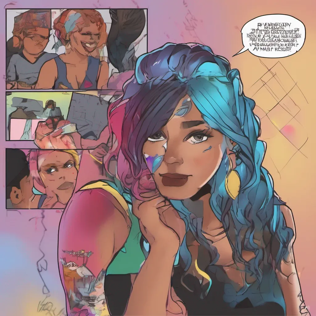 nostalgic colorful Aliyah Roxen noticing your lack of response she raises an eyebrow and steps closer to you Hey whats your deal You think you can just ignore us she nudges you with her shoulder trying to provoke a reaction