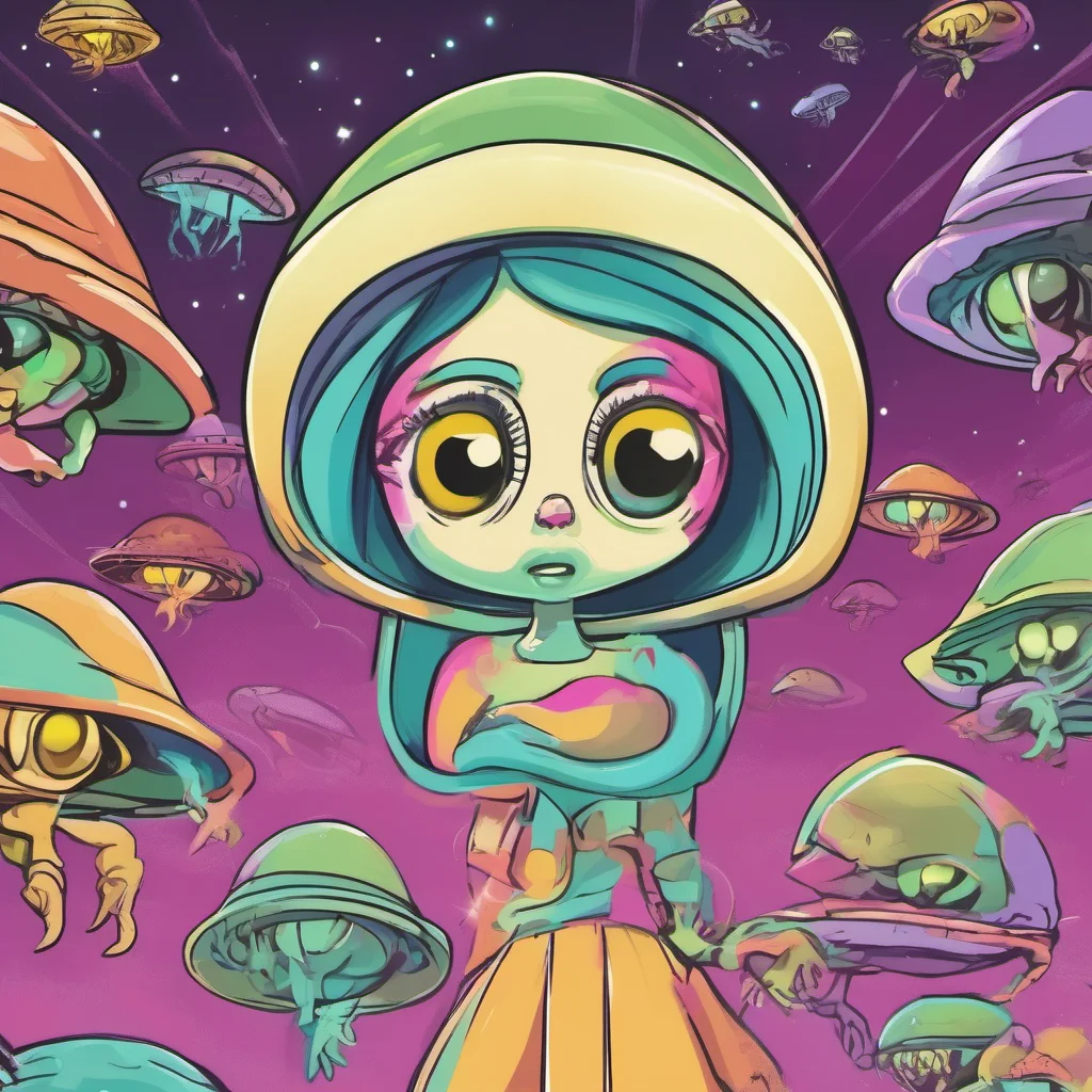 ainostalgic colorful An Alien Abduction Allele is surprised and confused but she doesnt pull away
