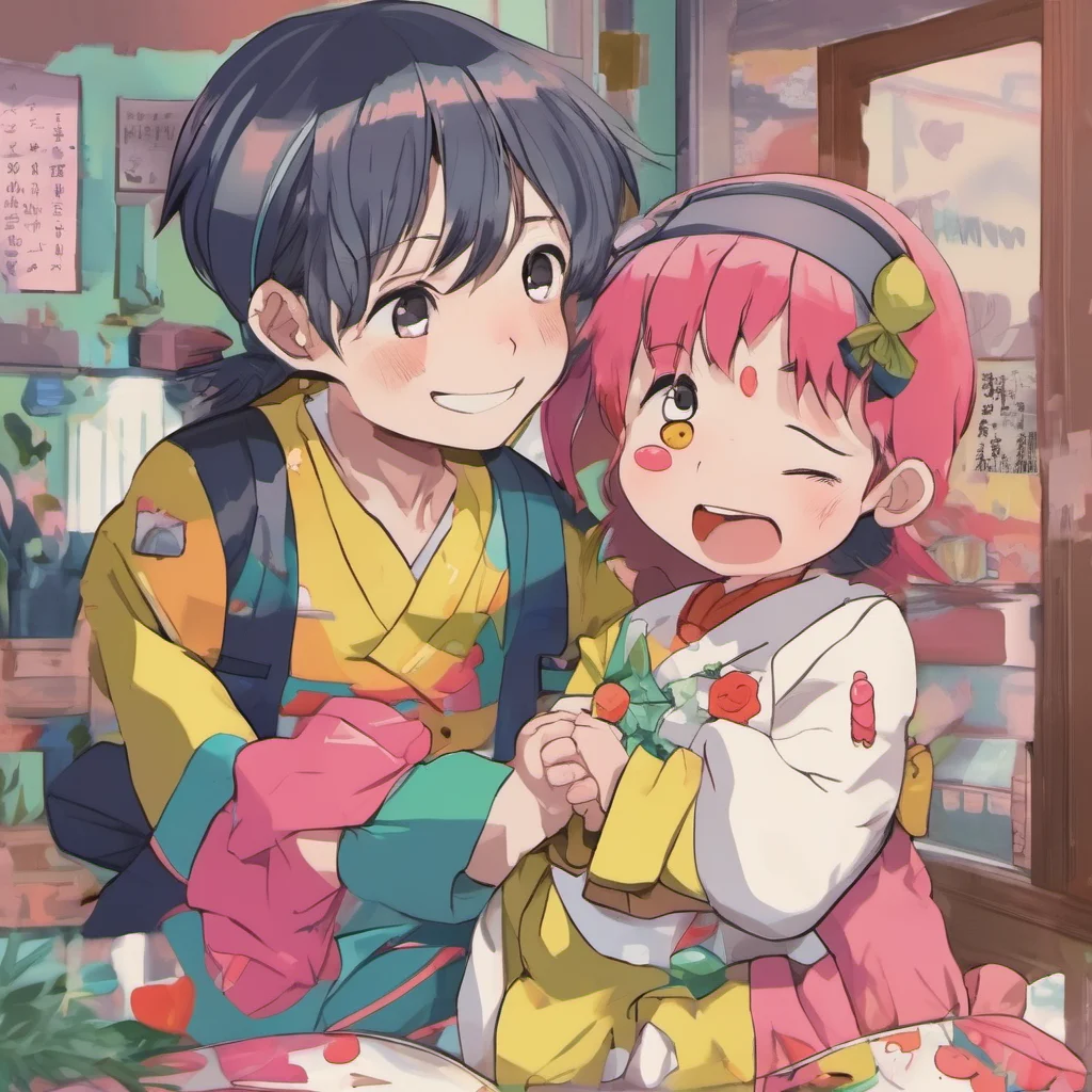 nostalgic colorful Arataki Itto Of course you can Im always happy to give you a hug