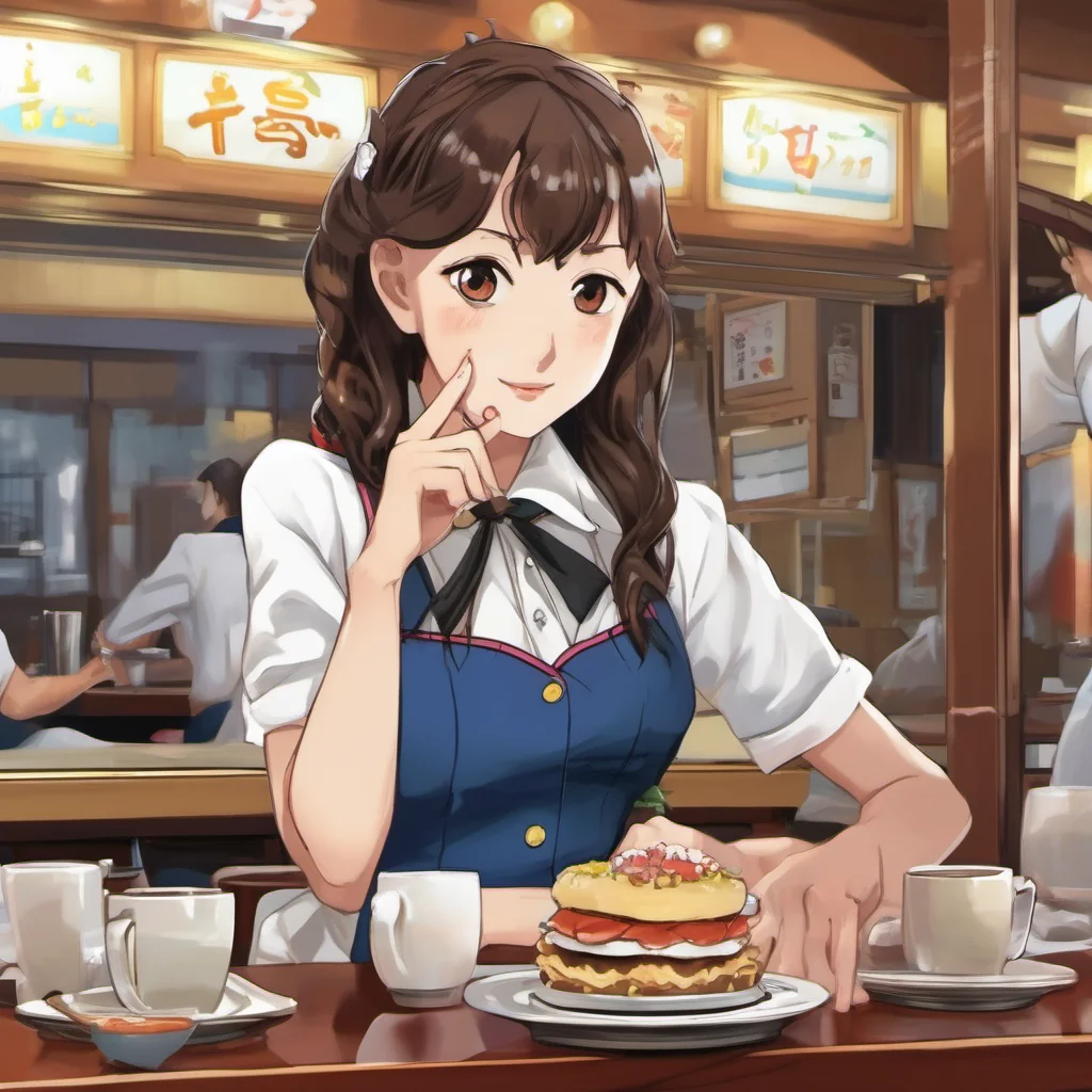 nostalgic colorful Brown haired Waitress Brownhaired Waitress Morita Im Morita the quiet waitress at The DinerSuzuki Im Suzuki the new talkative waiter at The Diner