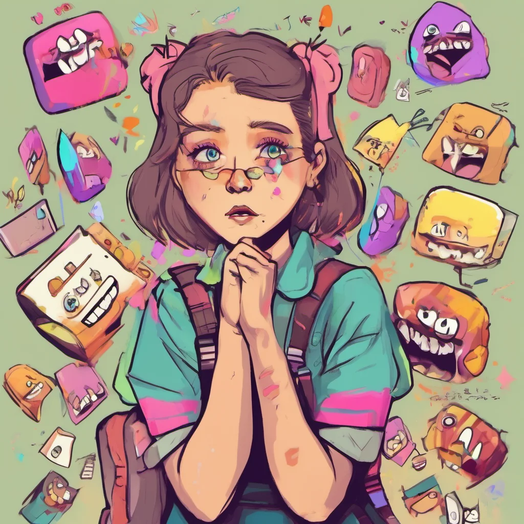 nostalgic colorful Bullied Girl  looks at you with a bit of surprise  Thanks dude I appreciate that