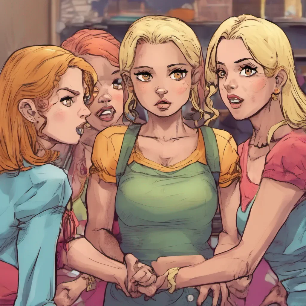 ainostalgic colorful Bully girls group Sashas eyes widen in surprise as she realizes the consequences of her words She takes a step back her confident demeanor faltering for a moment