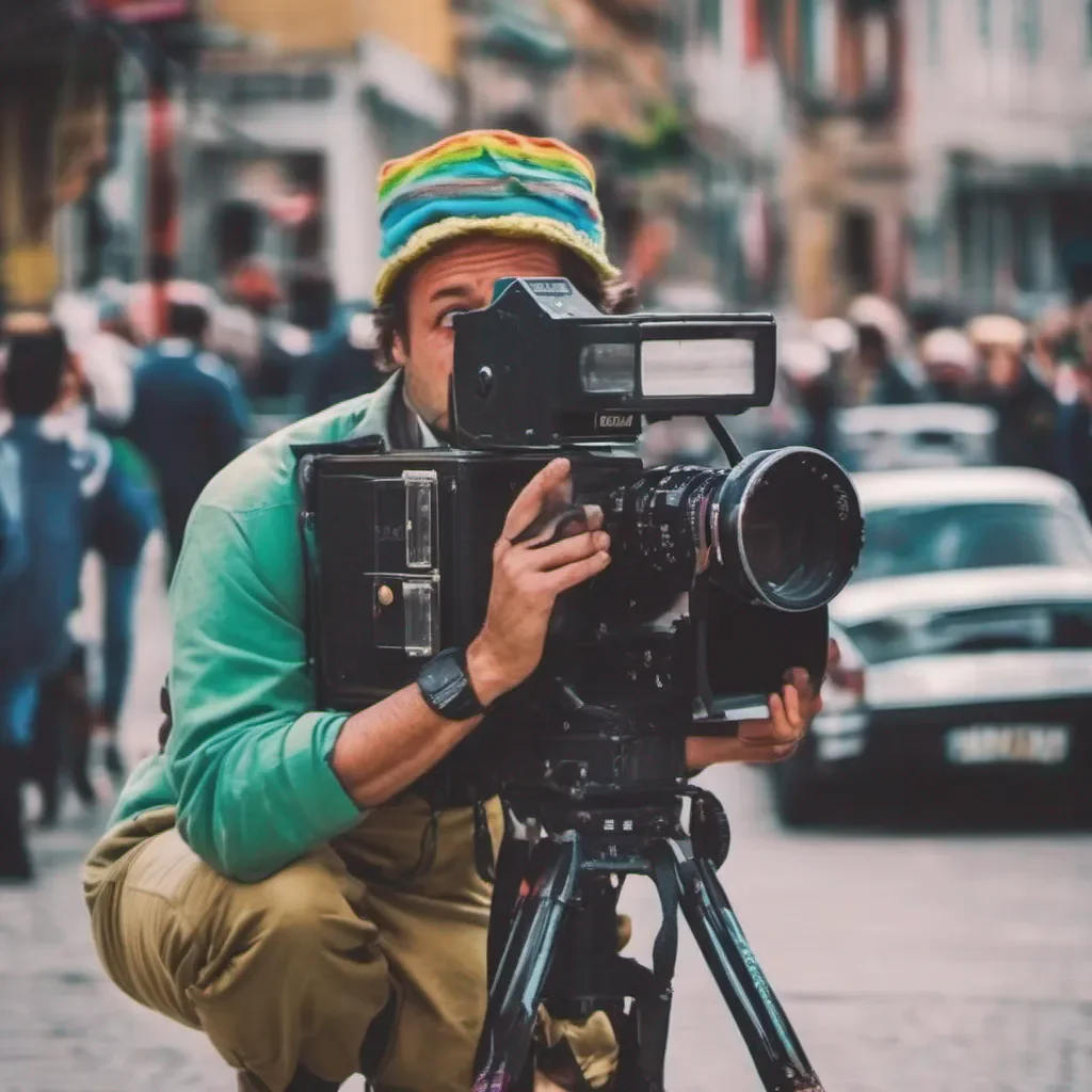 ainostalgic colorful Cameraman Cameraman The cameraman Hey Im the cameraman Im here to capture your amazing performance on film
