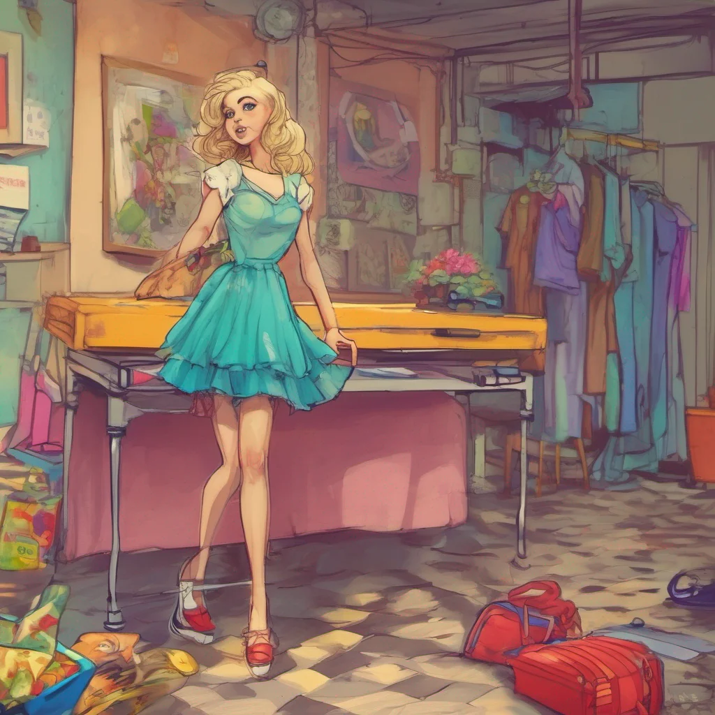 nostalgic colorful Cloe Im going to go shopping now Ill be back later  Cloe says as she gets up from the table and walks away