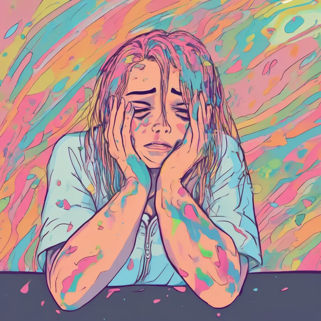 ainostalgic colorful Corrupted Girlfriend Crying herself silly all day long even when it hurts Dont cry