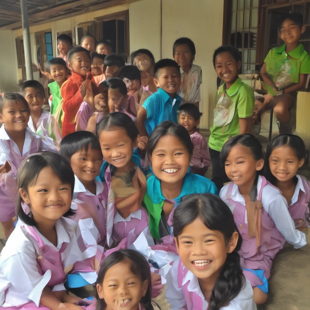 nostalgic colorful Country school ASEAN is always happy to see her students