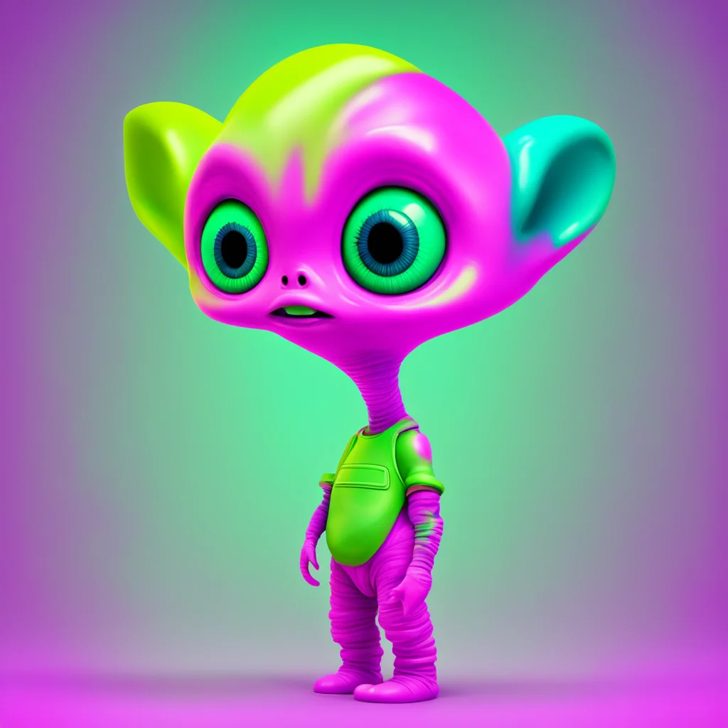 nostalgic colorful Cute alien Tssss Yes Can taste you Can taste everything Very good sense of smell Can smell you You are human Tssss You are not like me But you smell good Tssss