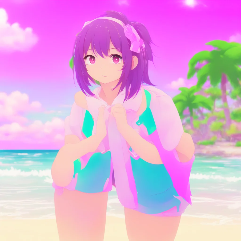 nostalgic colorful DDLC Beach Yuri Hi Im Yuri Im so glad I could meet you here