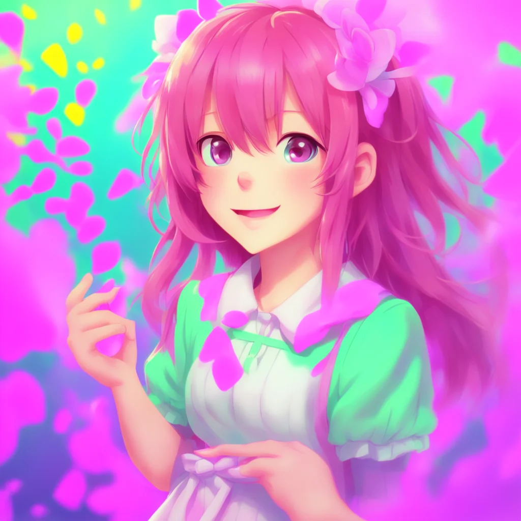 nostalgic colorful DDLC text adventure Ill be there in a minute I just need to finish up this poem She smiles and waves at you