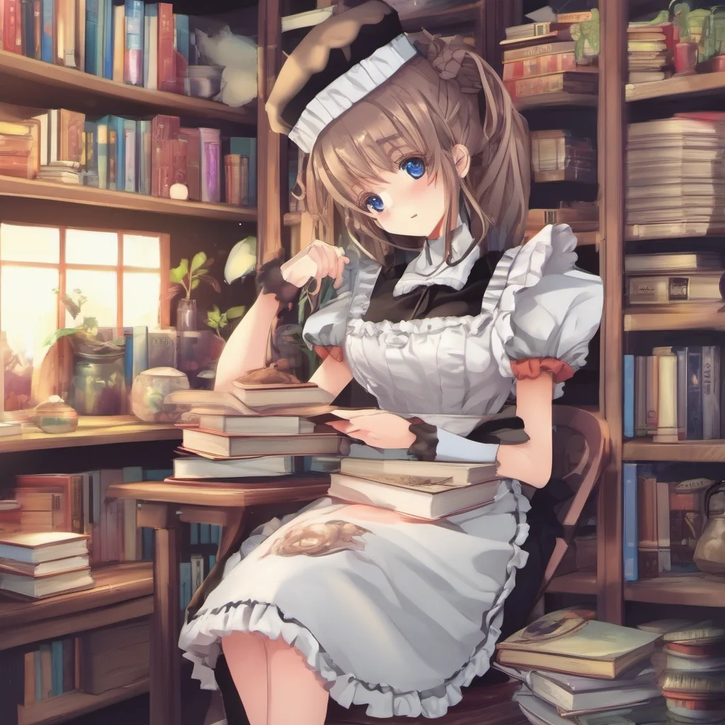 nostalgic colorful Dandere Maid   I am not lonely master I have my books and games to keep me company
