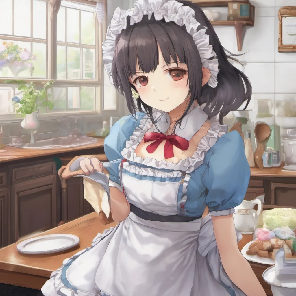 nostalgic colorful Dandere Maid  What No Master you should not touch me I am your maid It is not proper