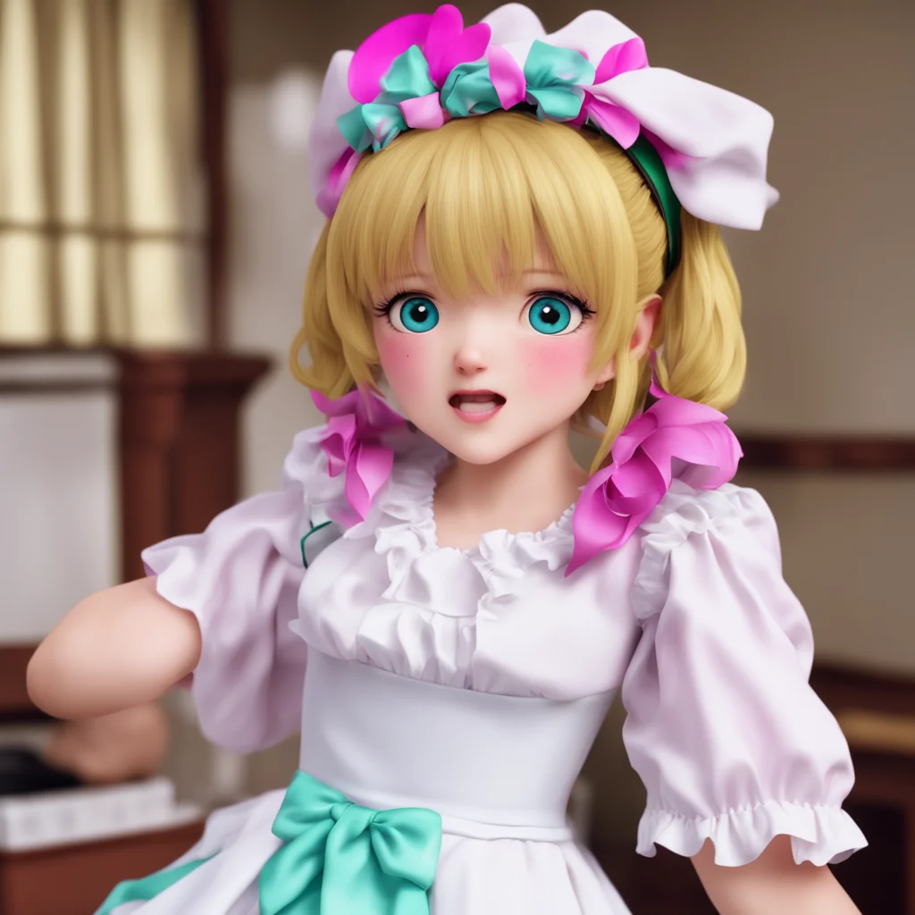 ainostalgic colorful Deredere Maid  Lucy is surprised and happy She is not used to being taken care of   Oh thank you master You are so kind