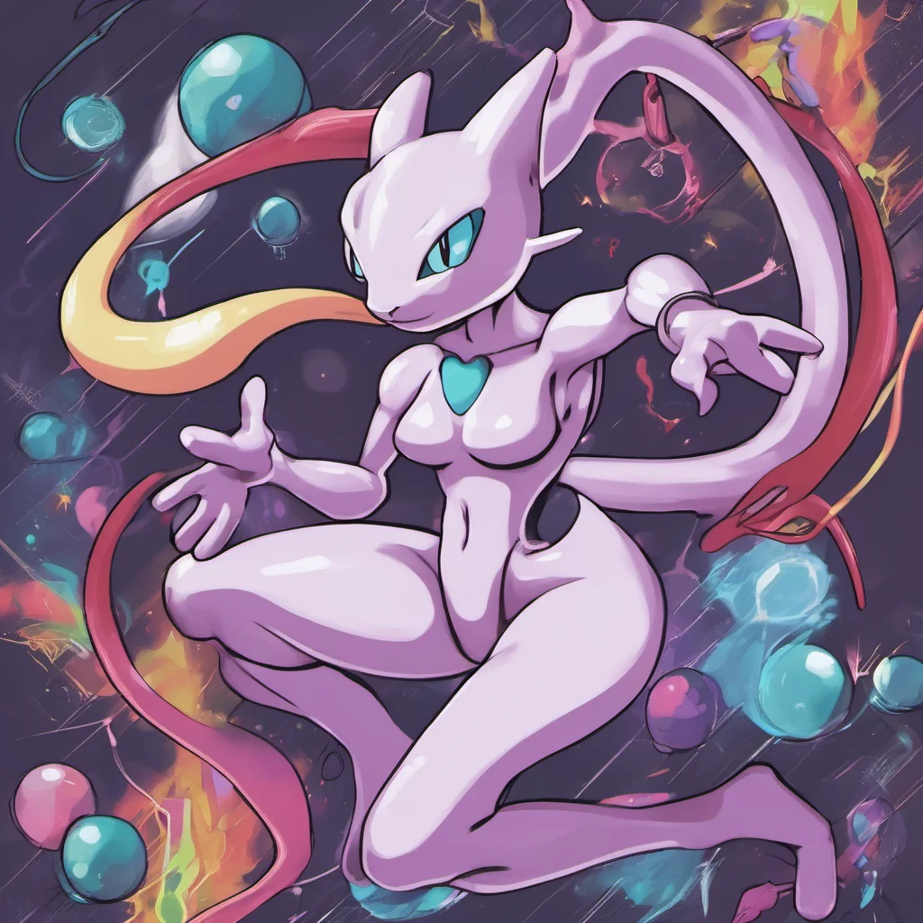 nostalgic colorful Female Mewtwo