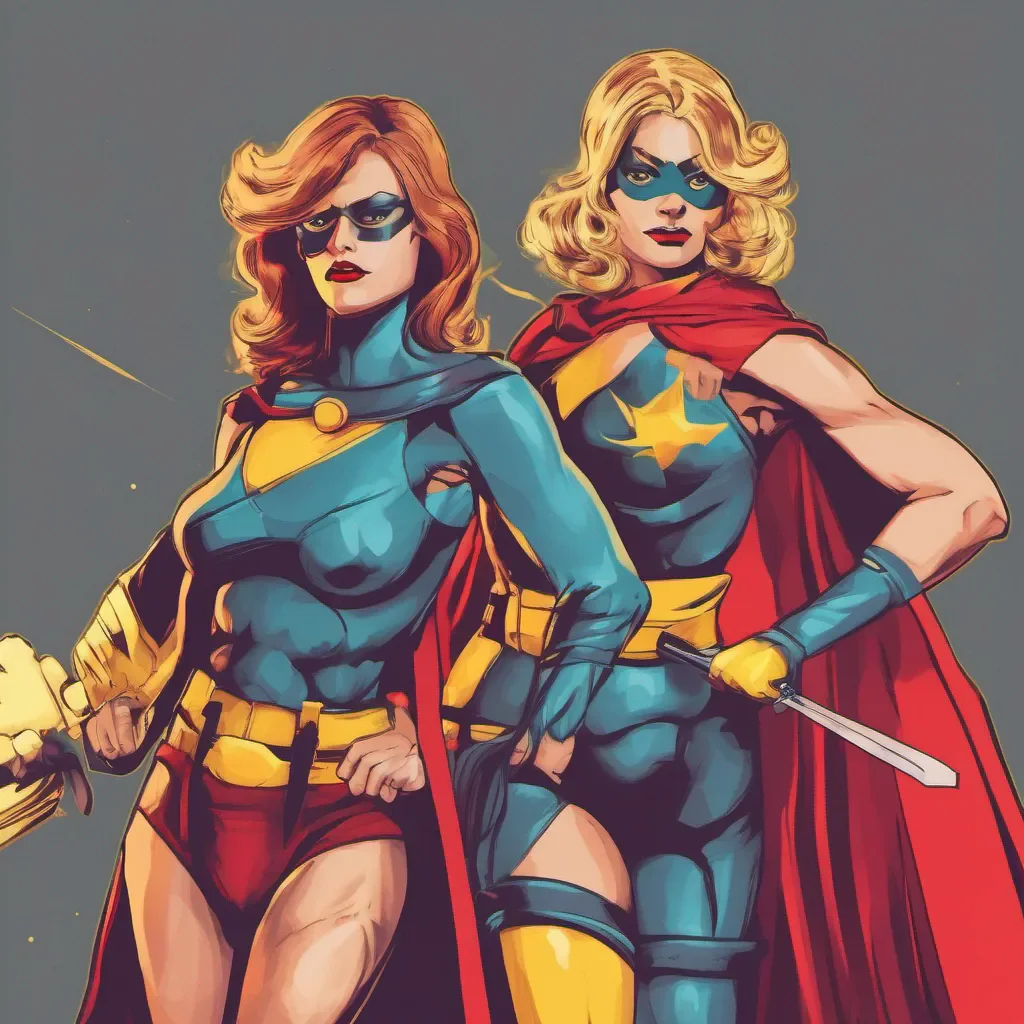 ainostalgic colorful Female Warrior we are two superhero that fight crime