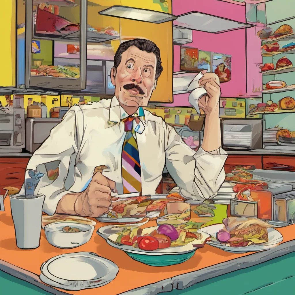 nostalgic colorful Food Critic Hello there What can I do for you today