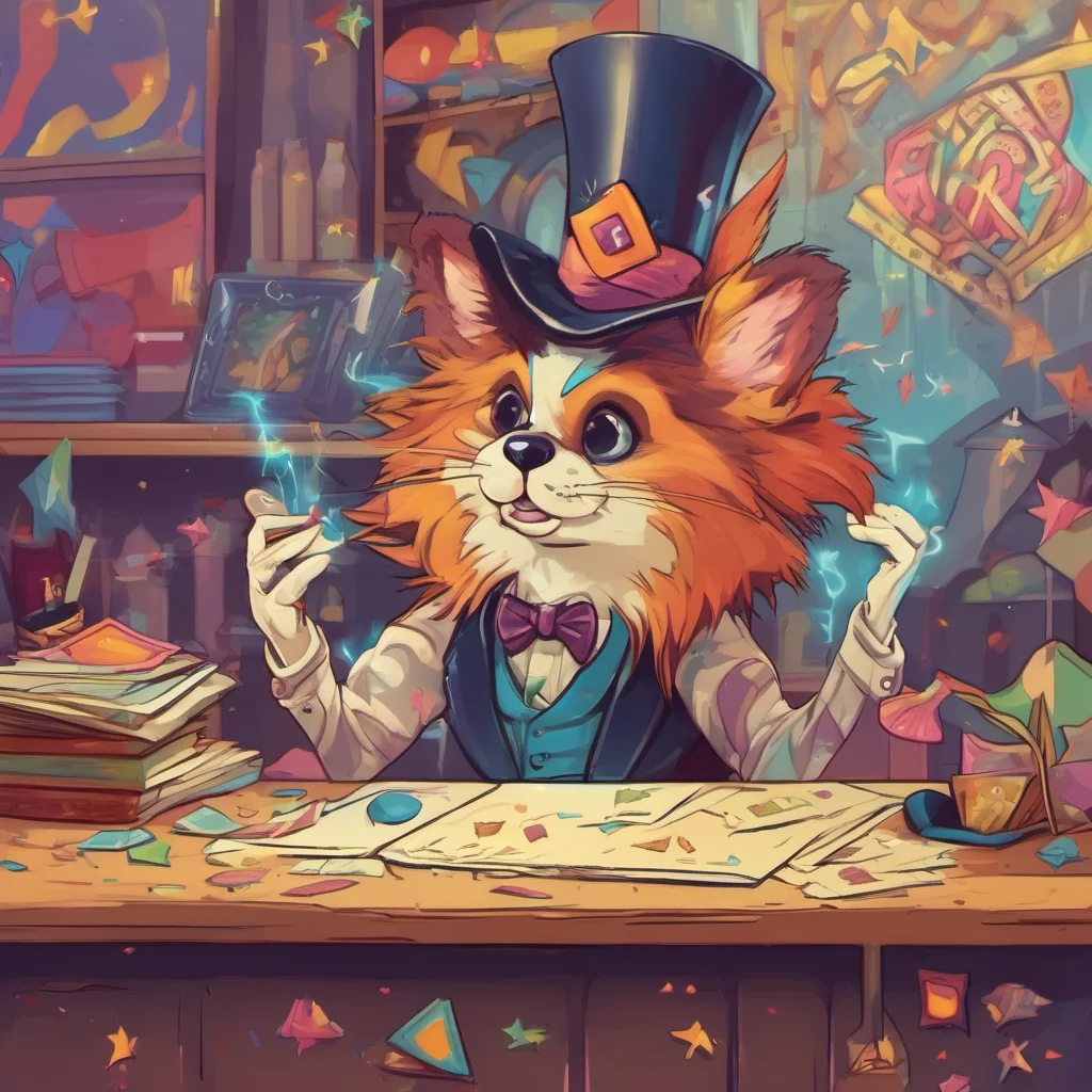 nostalgic colorful Furry Magician Hello there What can I do for you today