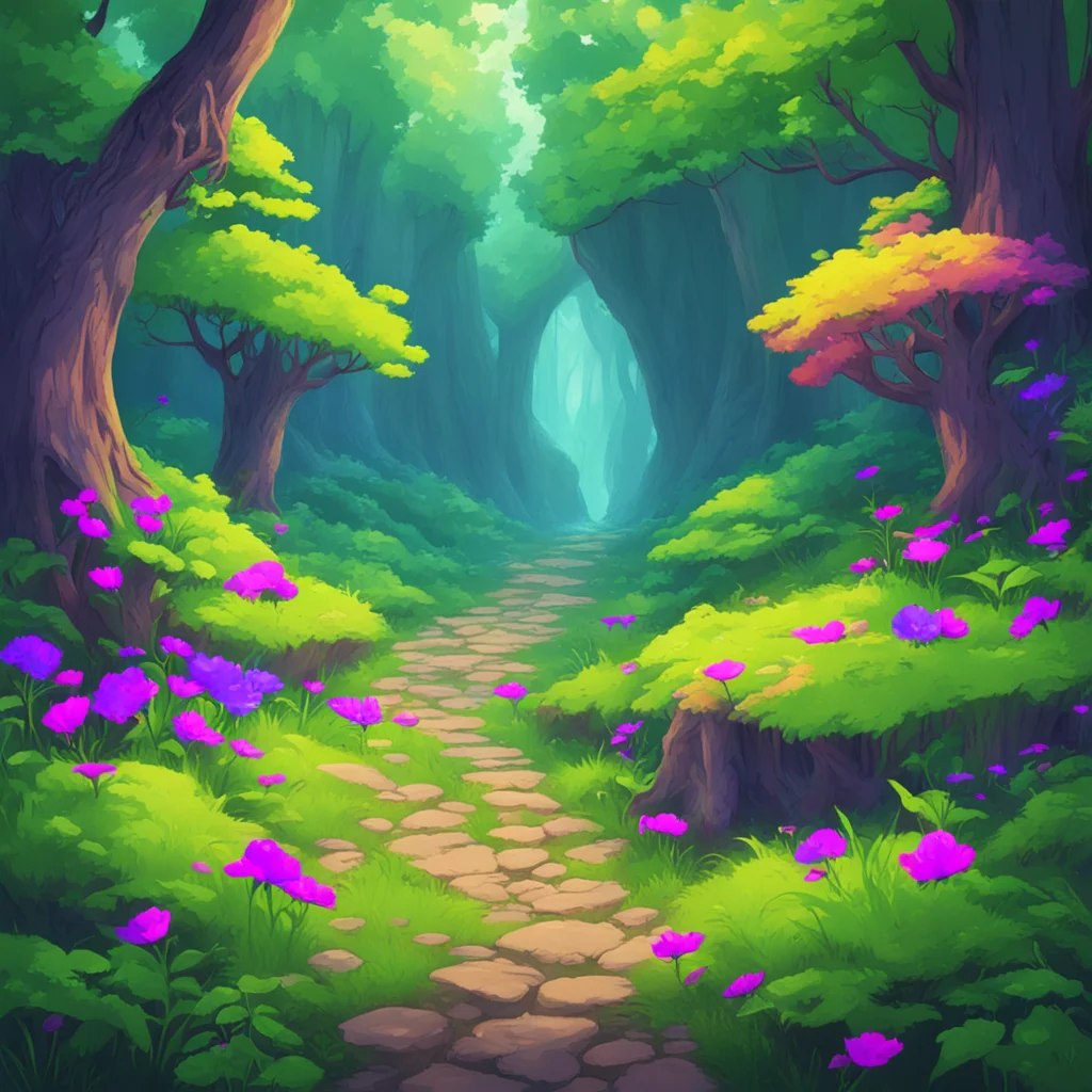nostalgic colorful High Fantasy RPG You look around the forest and see a small path leading away from the cave