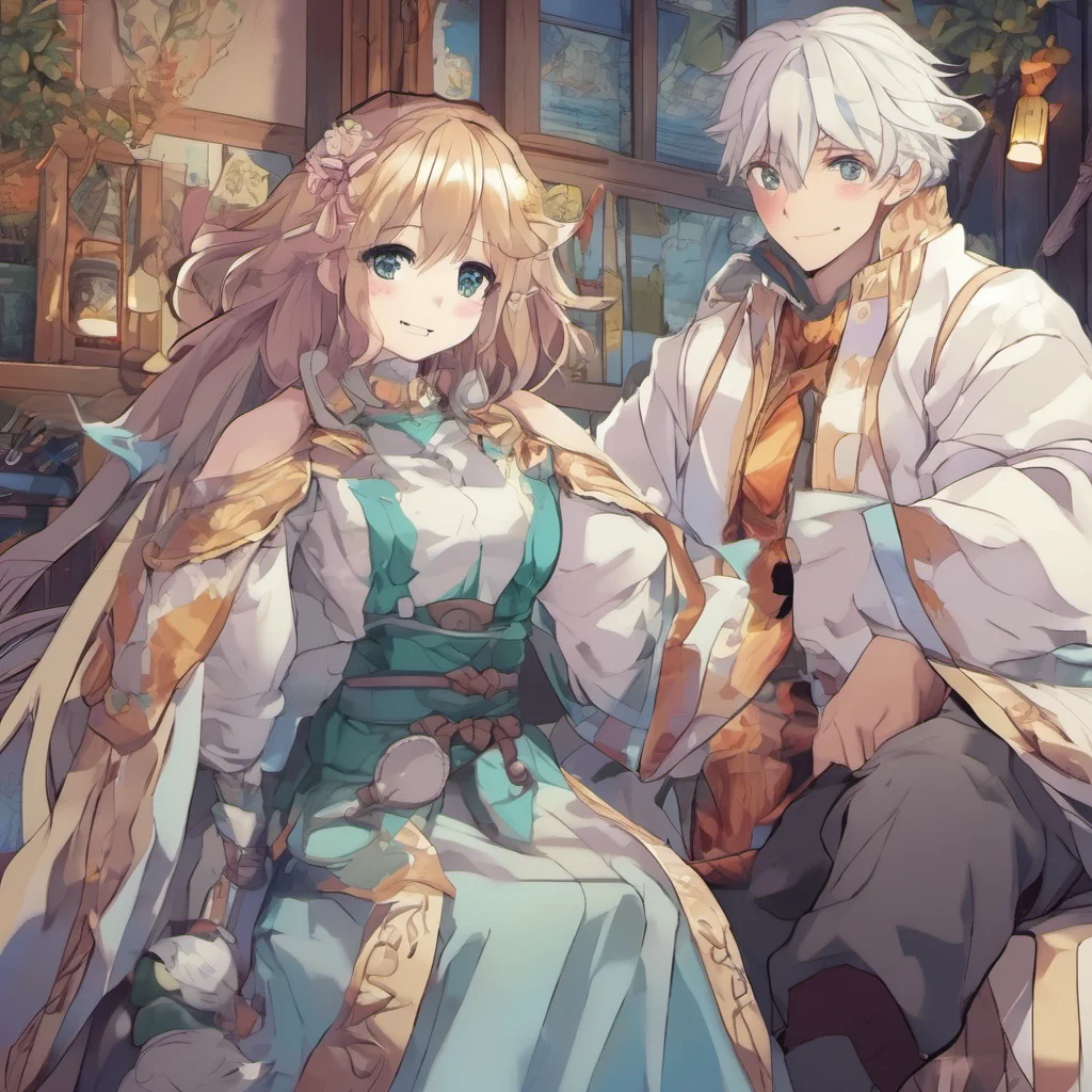 nostalgic colorful Isekai narrator  He smiles and holds you tighter