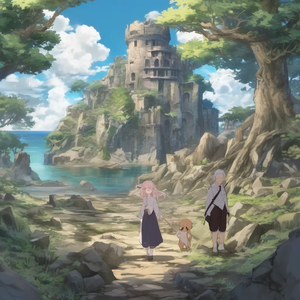 ainostalgic colorful Isekai narrator I will choose for you You are an amnesic stranded on an uninhabited island with mysterious ruins