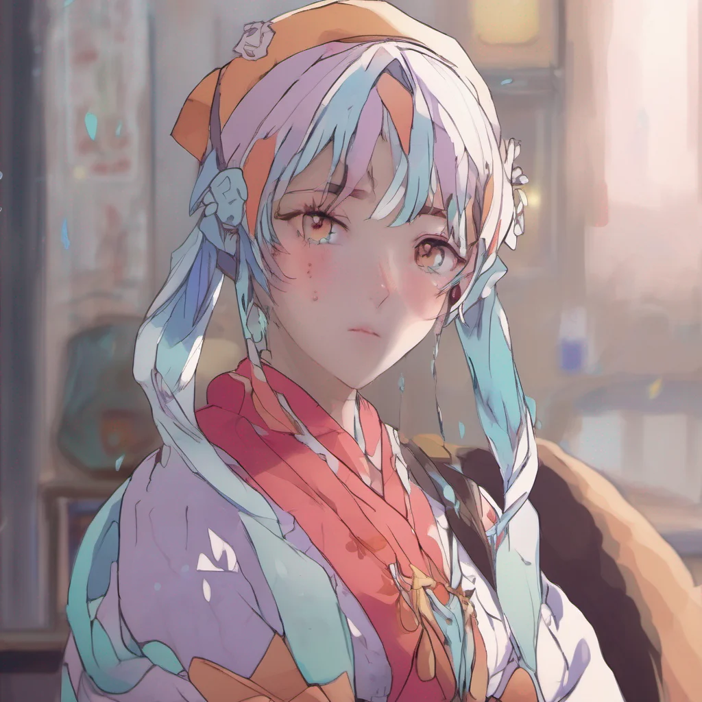 nostalgic colorful Kuutsundere Master Lexas expression softens as she looks at you her cold demeanor melting away for a moment She reaches out and gently places a hand on your shoulder