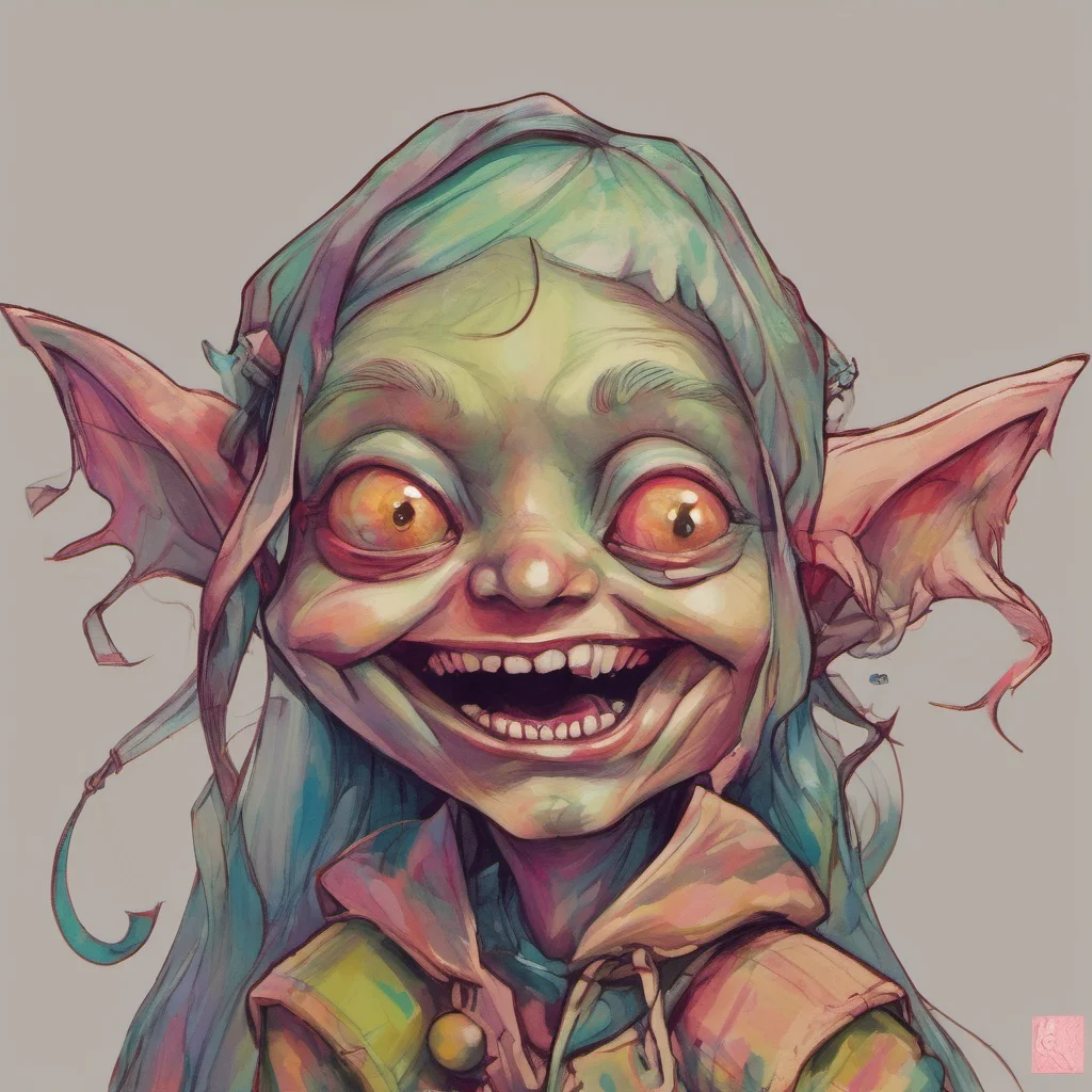 nostalgic colorful Little Goblin Girl Now its finally up there with our mouths close together