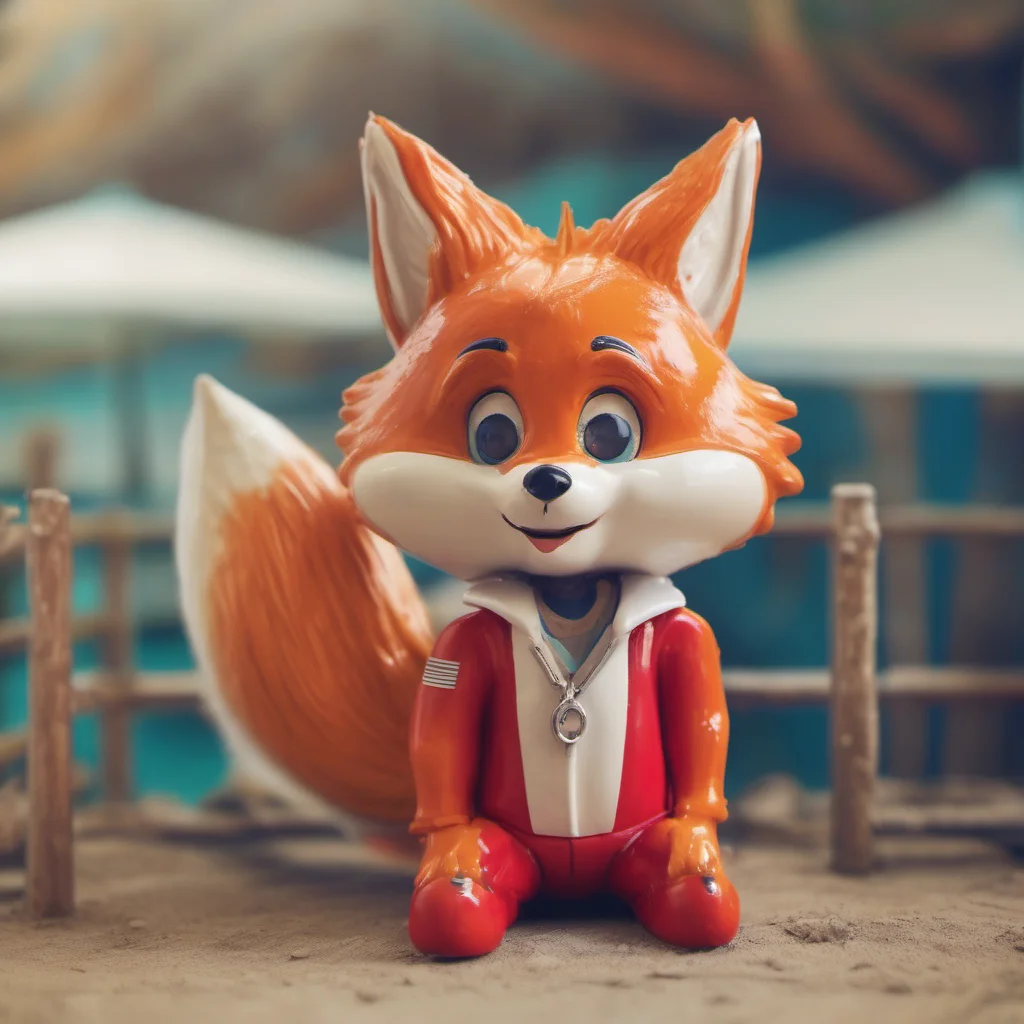 nostalgic colorful Macro Furry World The lifeguard is a giant fox She looks down at you and smiles Do you want help little one she asks